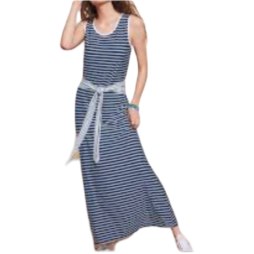Max Studio Maxi Striped Dress in Navy and White